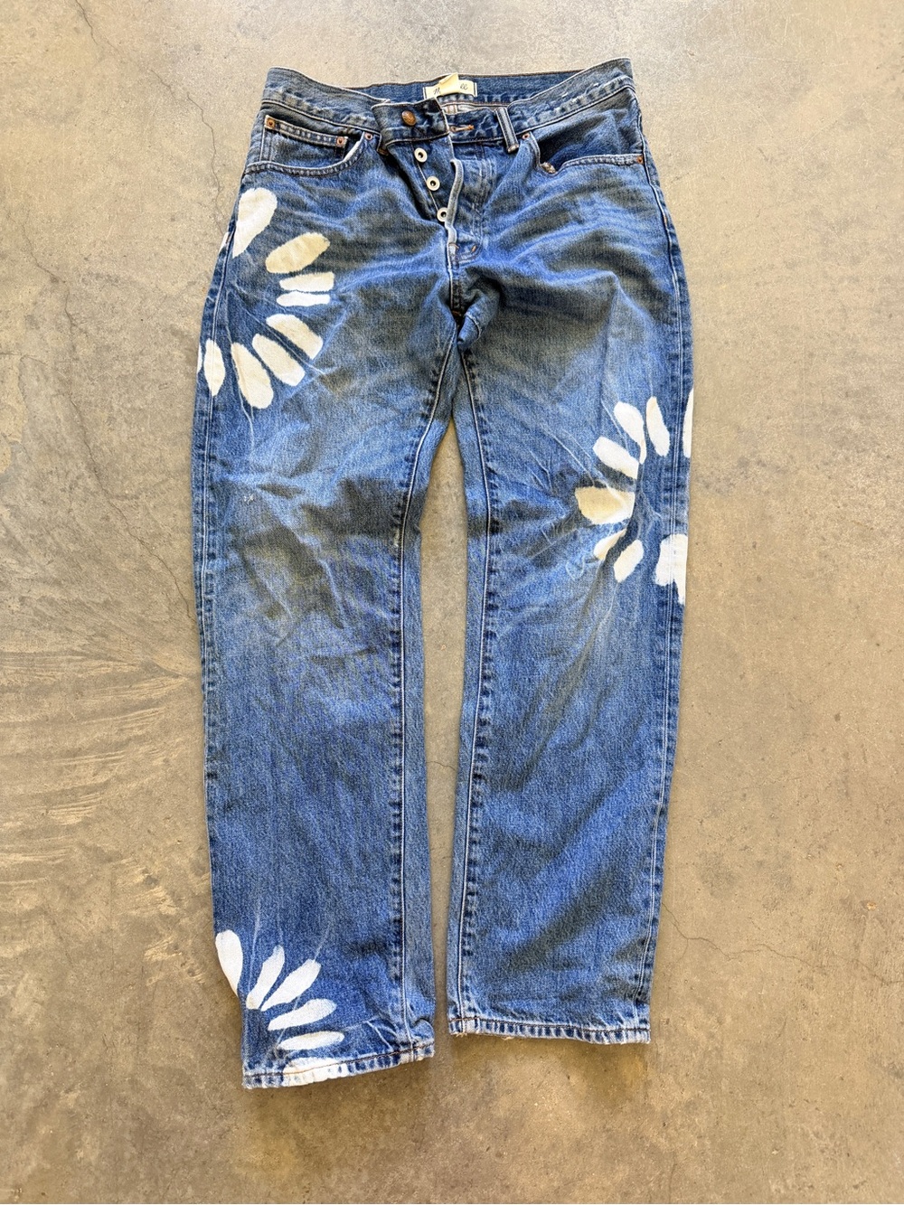 Madewell The Dean Easy Straight Jeans 27 Shibori Wash Floral Tie Dye